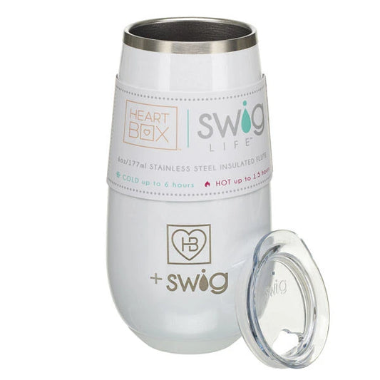 6 oz. HeartBox x Swig Life White Stemless Flute | Build-A-Bear® - US 5143