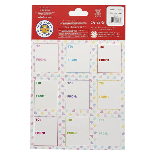 Valentine's Day Tear & Share Sticker Set | Build-A-Bear® - US 9699