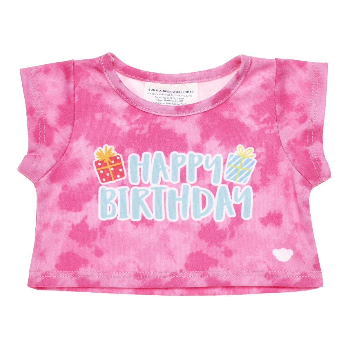Pink Tie-Dye Birthday T-Shirt for Stuffed Animals - US 8034