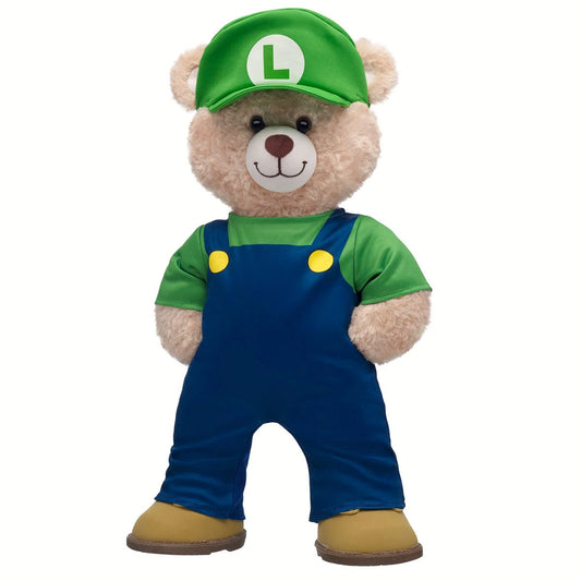 Super Mario Happy Hugs Teddy Bear Luigi Gift Set | Build-A-Bear - US 7375