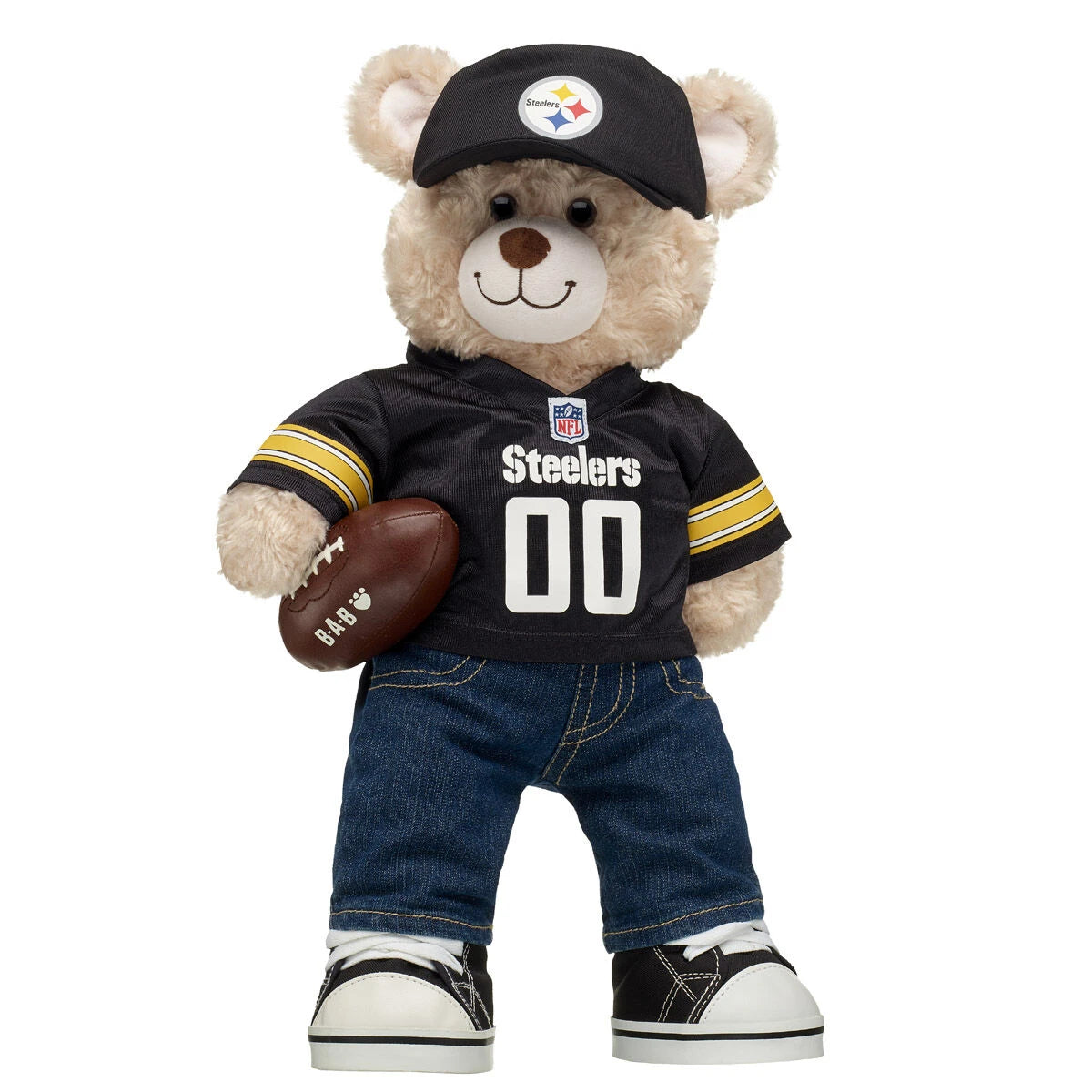 Pittsburgh Steelers Happy Hugs Teddy Bear Hat &amp; Football Set - US 5109