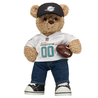 Miami Dolphins Timeless Teddy Bear Fan Hat &amp; Football Set - US 2653
