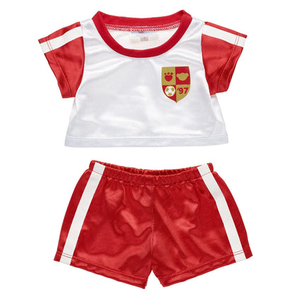 Let's Goal Bear Red Soccer Uniform Gift Set | Build-A-Bear - US 4860