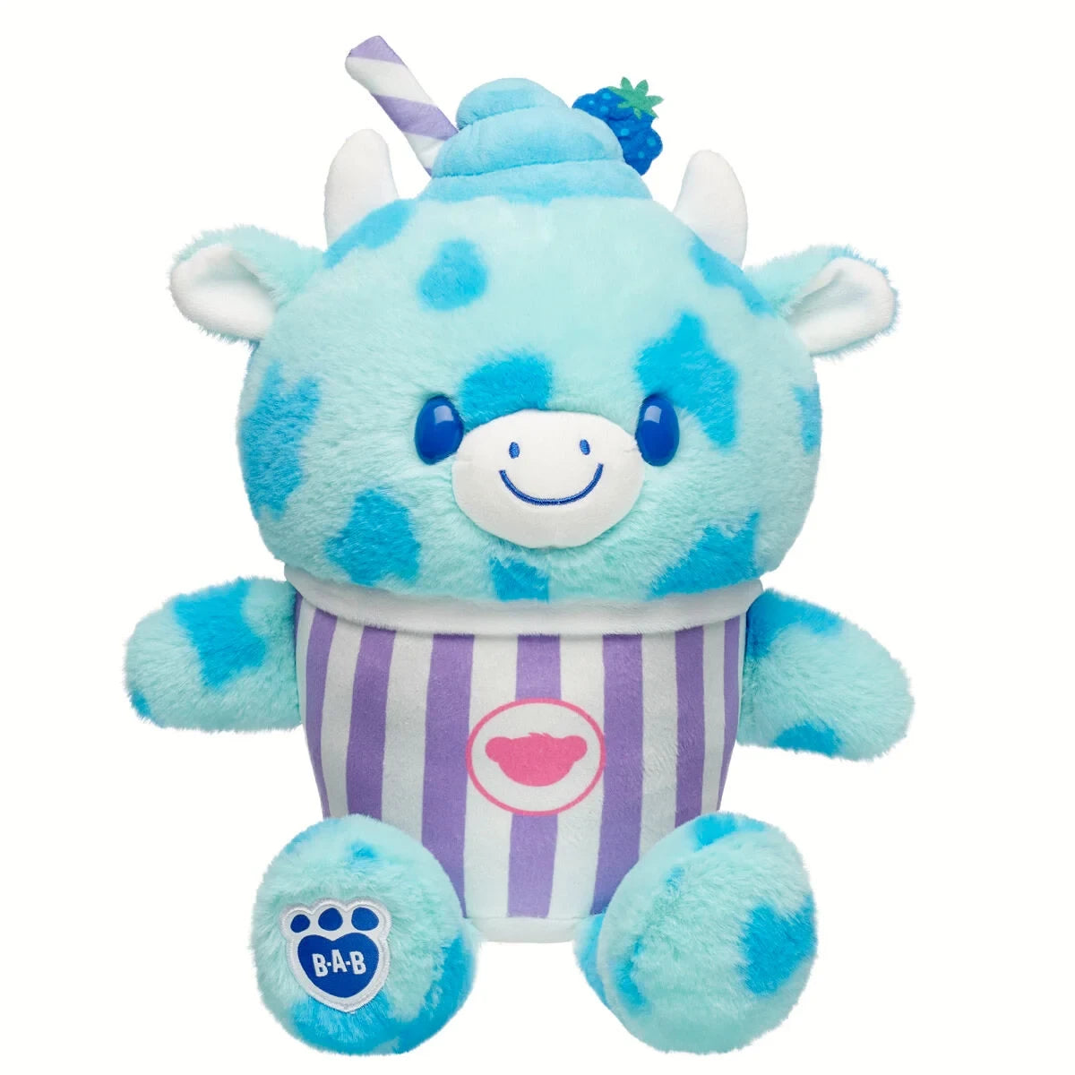 Blue Raspberry Cow Slushie Plushie w/ Lei Necklace | BAB - US 6713