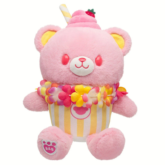 Strawberry Lemonade Bear Slushie Plushie  w/ Lei | BAB - US 0339