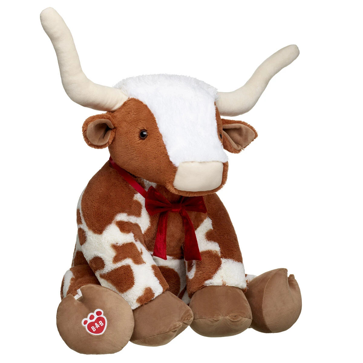 Giant Longhorn Cow Plush &amp; Red Gifting Bow | Build-A-Bear® - US 4345