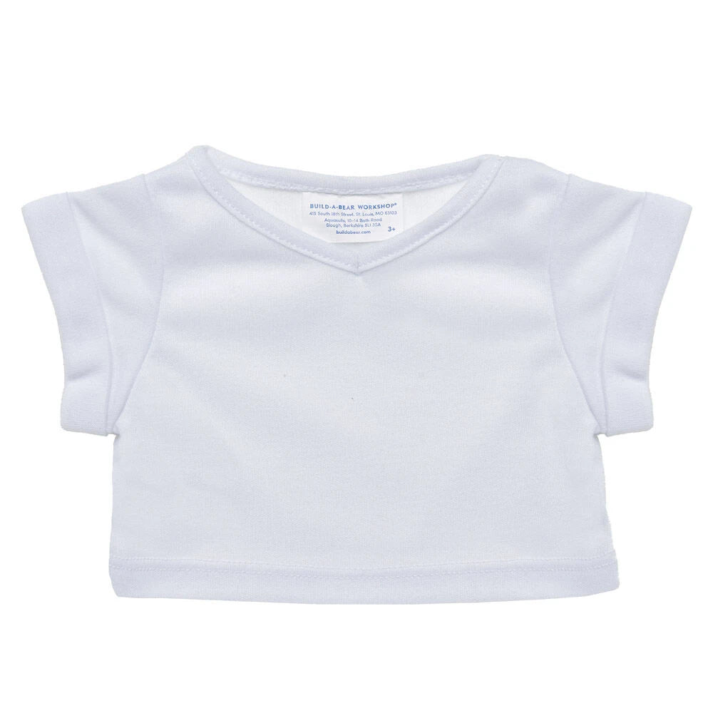 Online Exclusive White V-Neck T-Shirt | Build-A-Bear - US 7460